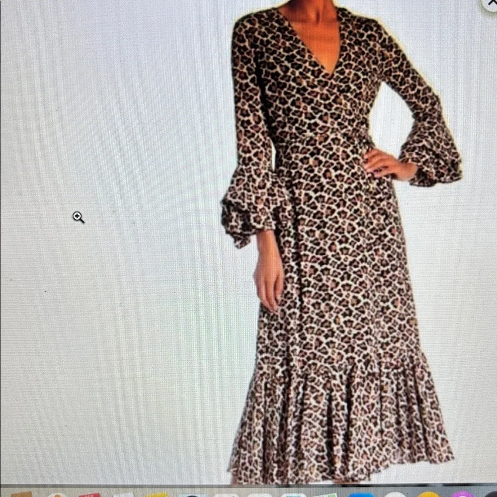 Diane Von Furstenberg Leopard Ruffle Maxi dress XL - Picture 2 of 13